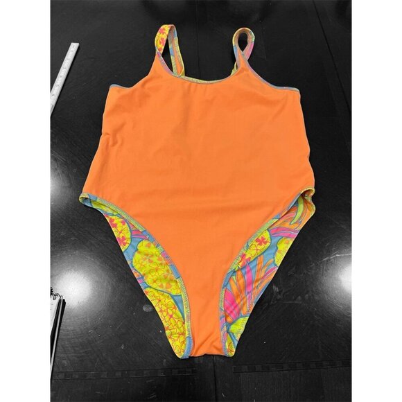 Chubbies Pinas Bathing Suit Neon Yellow Pineapple Print XLarge One Piece - Picture 8 of 8